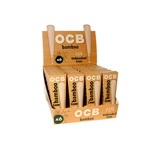OCB Bamboo Pre-Rolled Cones | 1 1/4 Size | Unbleached
