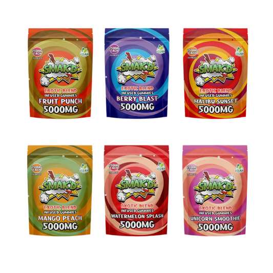 TKO Smak’d Exotic Blend Delta 8 THC Infused Gummies | 5,000 MG | 20 PC