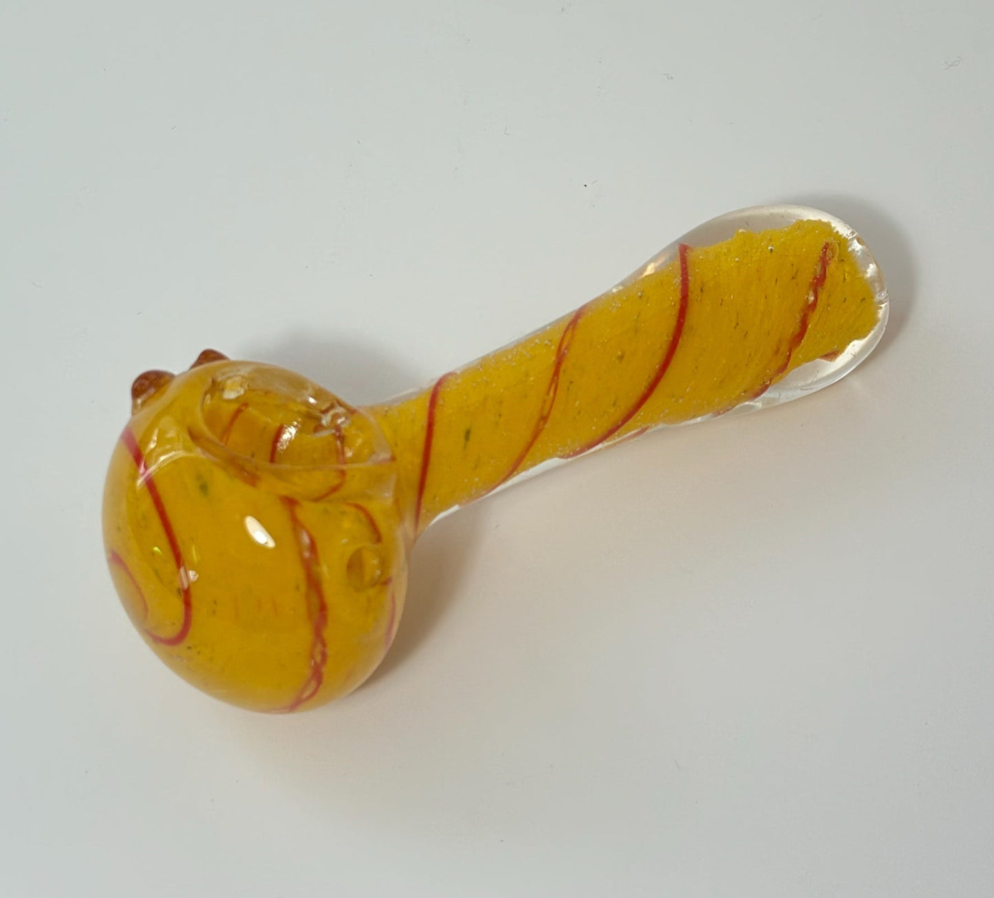Honey Swirl Glass Spoon Pipe (3.5") – Thick Borosilicate Hand Pipe with Left-Side Carb Hole