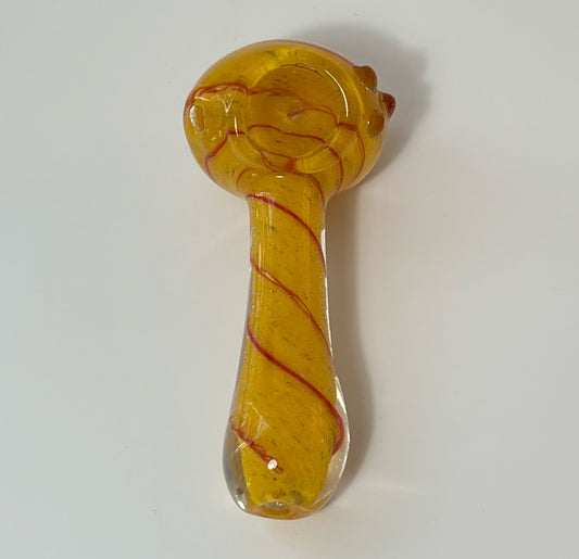 Honey Swirl Glass Spoon Pipe (3.5") – Thick Borosilicate Hand Pipe with Left-Side Carb Hole
