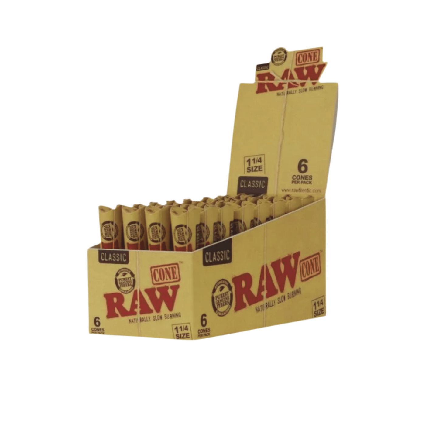 RAW Classic 1 1/4 Size Pre Rolled Cones 32 Packs | 6 Cones Per Pack