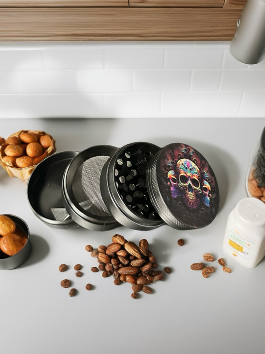 Psychedelic Skull 4-Piece Herb Grinder - 2” Size