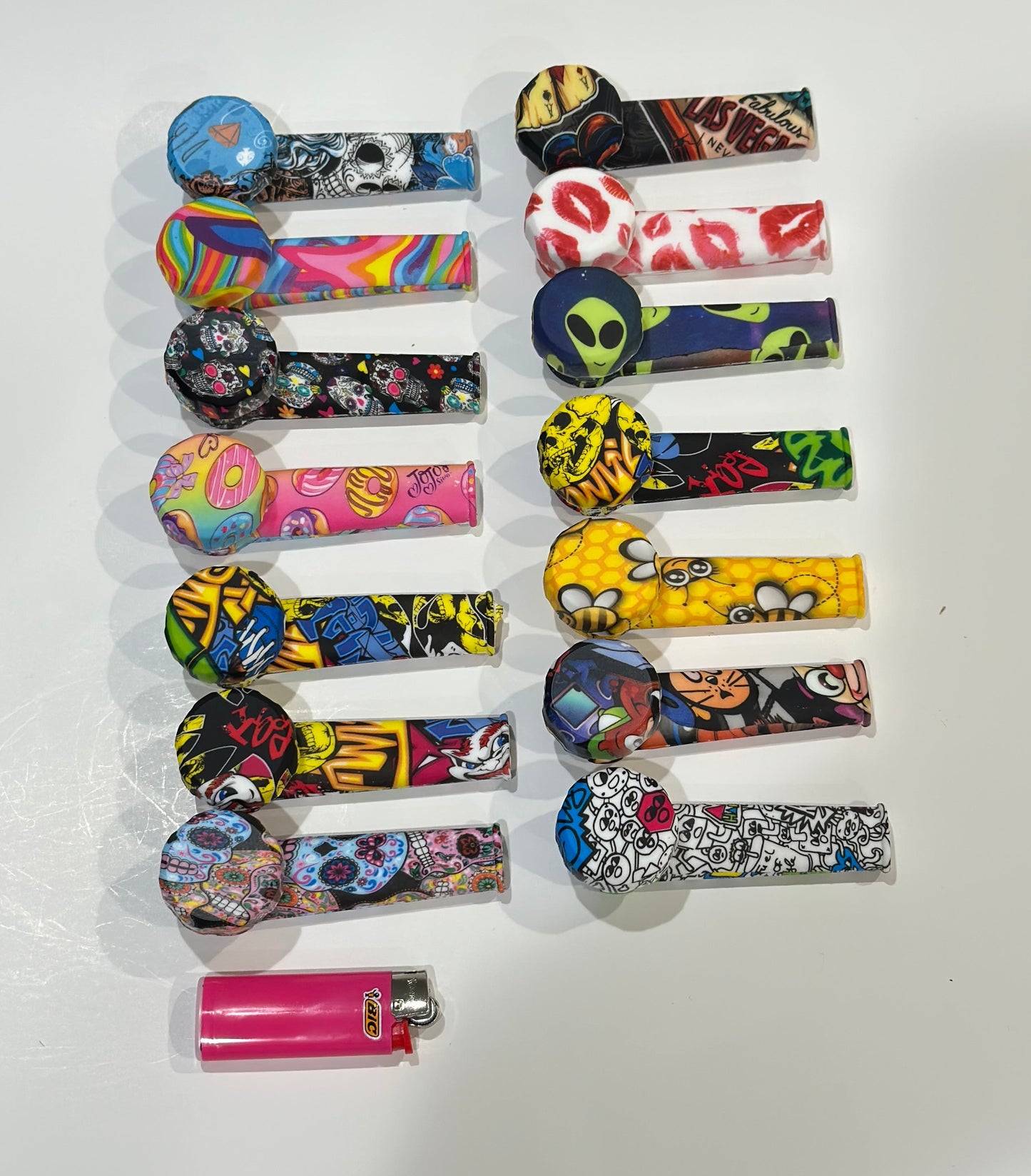 3.4” Silicone Chillum Pipe - 1CT - Left Side Carbhole