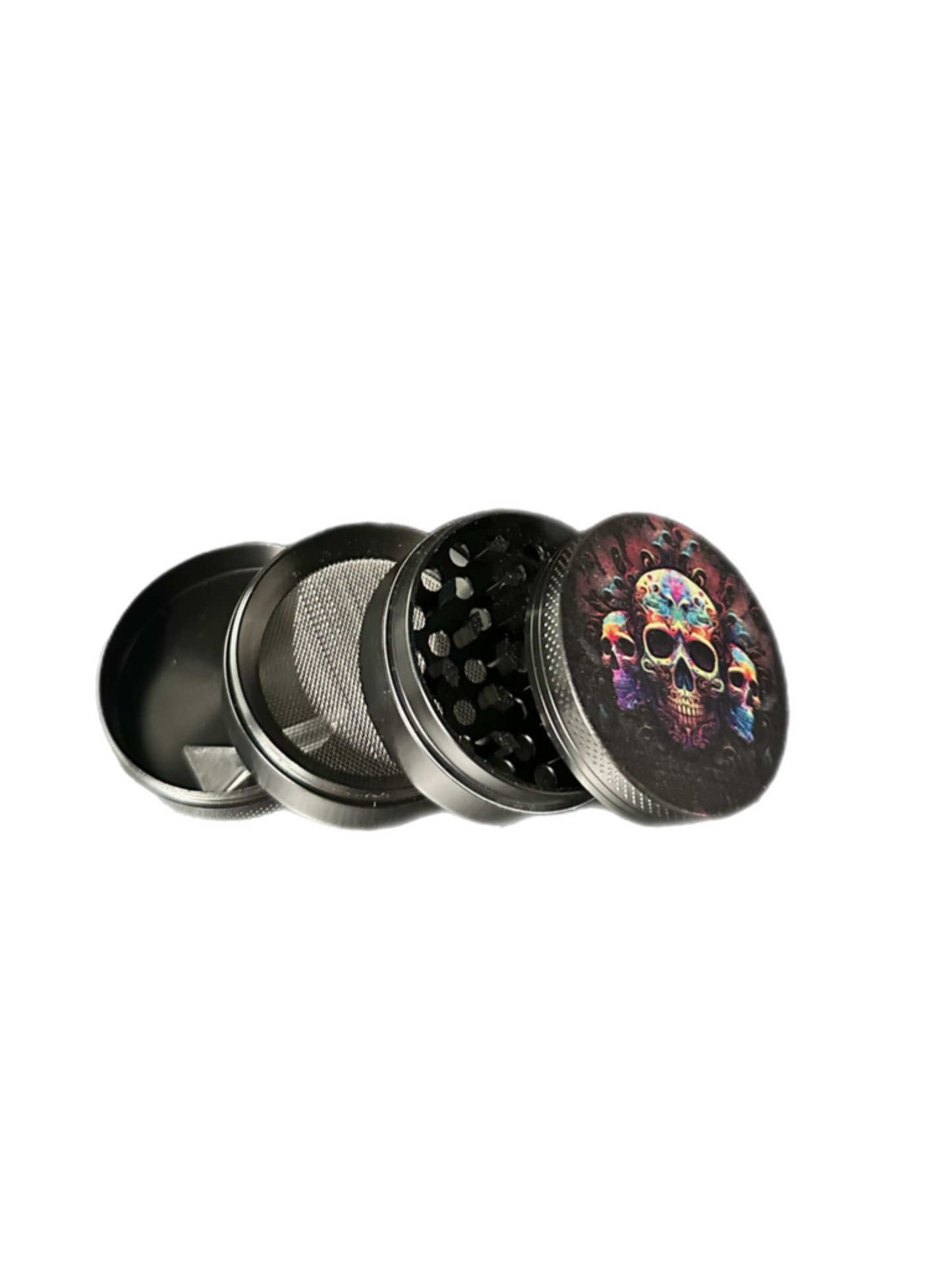 Psychedelic Skull 4-Piece Herb Grinder - 2” Size