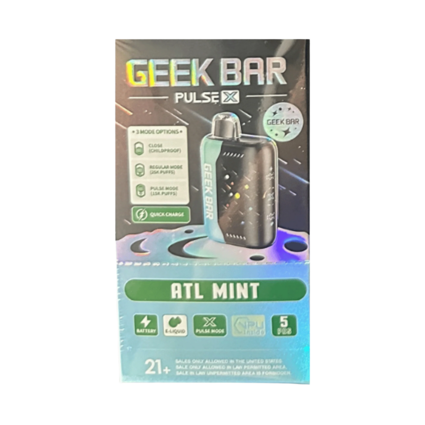 Geek Bar Pulse X Disposable Vape – 25,000 Puffs, 5% Nicotine, Dual Mode, 3D Curved Display
