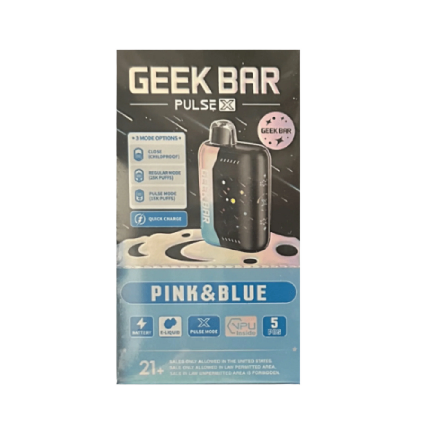 Geek Bar Pulse X Disposable Vape – 25,000 Puffs, 5% Nicotine, Dual Mode, 3D Curved Display