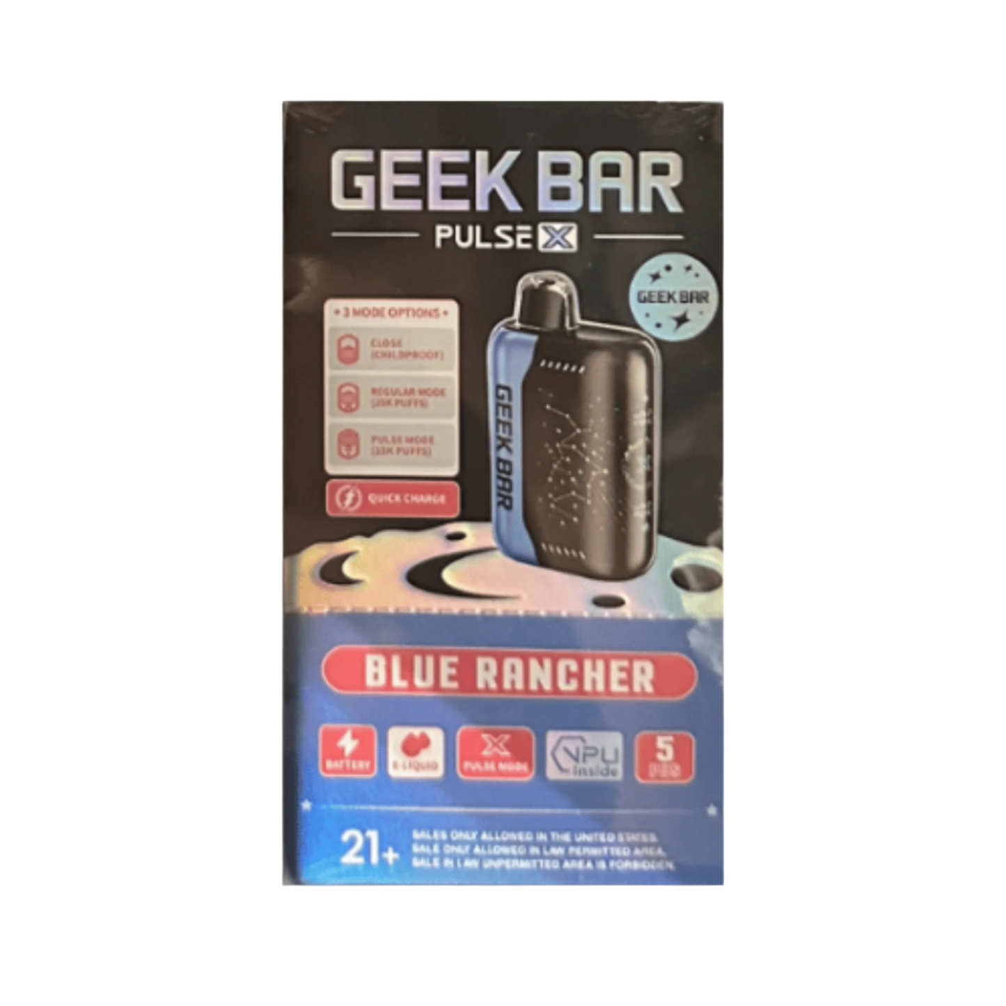 Geek Bar Pulse X Disposable Vape – 25,000 Puffs, 5% Nicotine, Dual Mode, 3D Curved Display