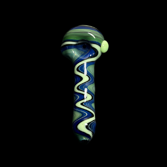 Hand-Blown Glass Smoking Pipe – Swirl Design | Premium 4-Inch Spoon Pipe