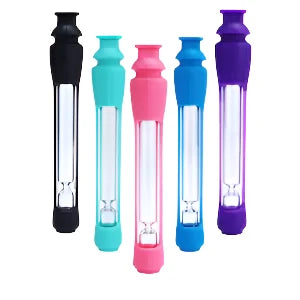 Glass Chillum - One Hitter With Removable Silicone Protection - Unbreakable Tobacco Smoking Glass Pipe