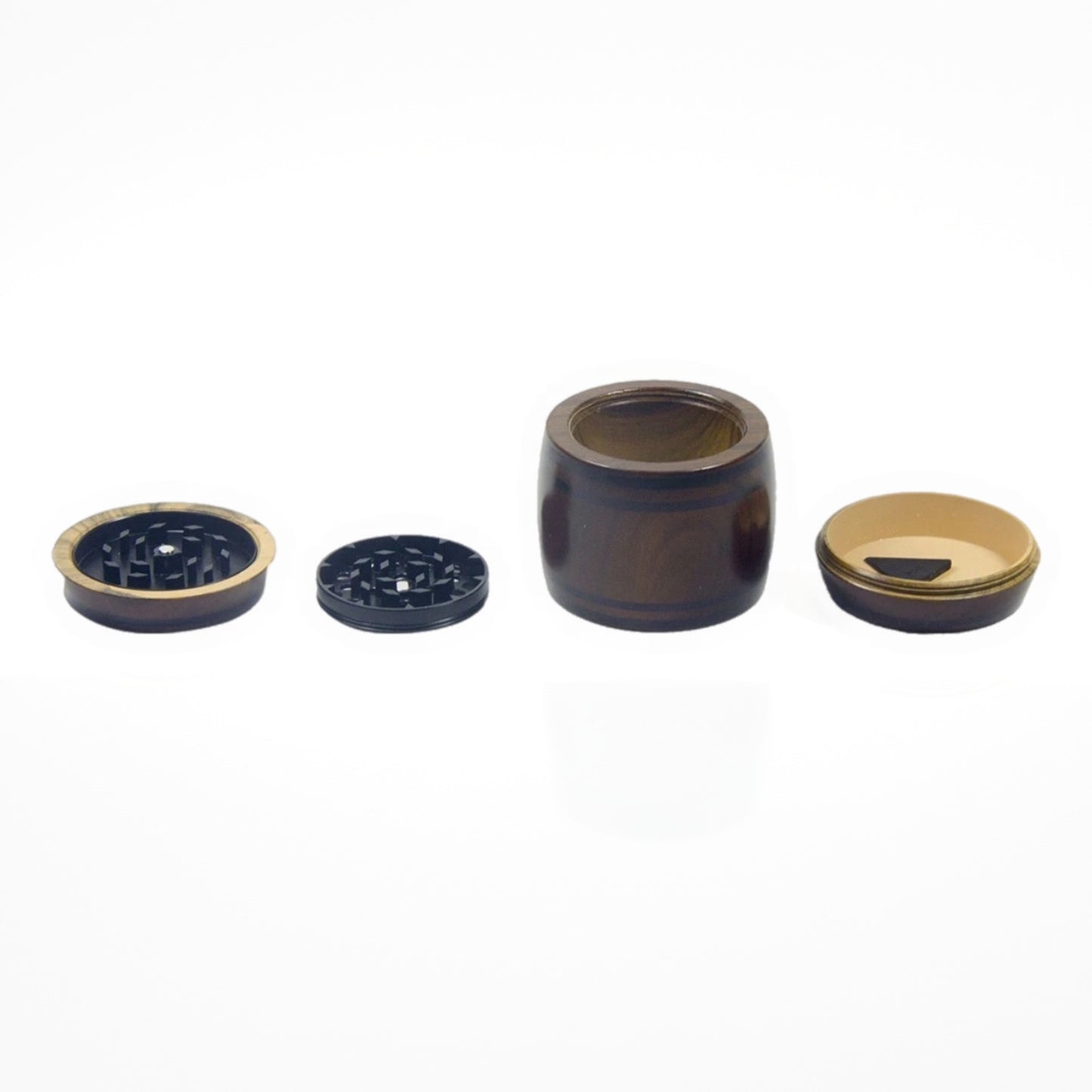 2.5" 4 PC Tobacco Herb Spice Grinder Wine Barrel Design Wooden Look Crusher
