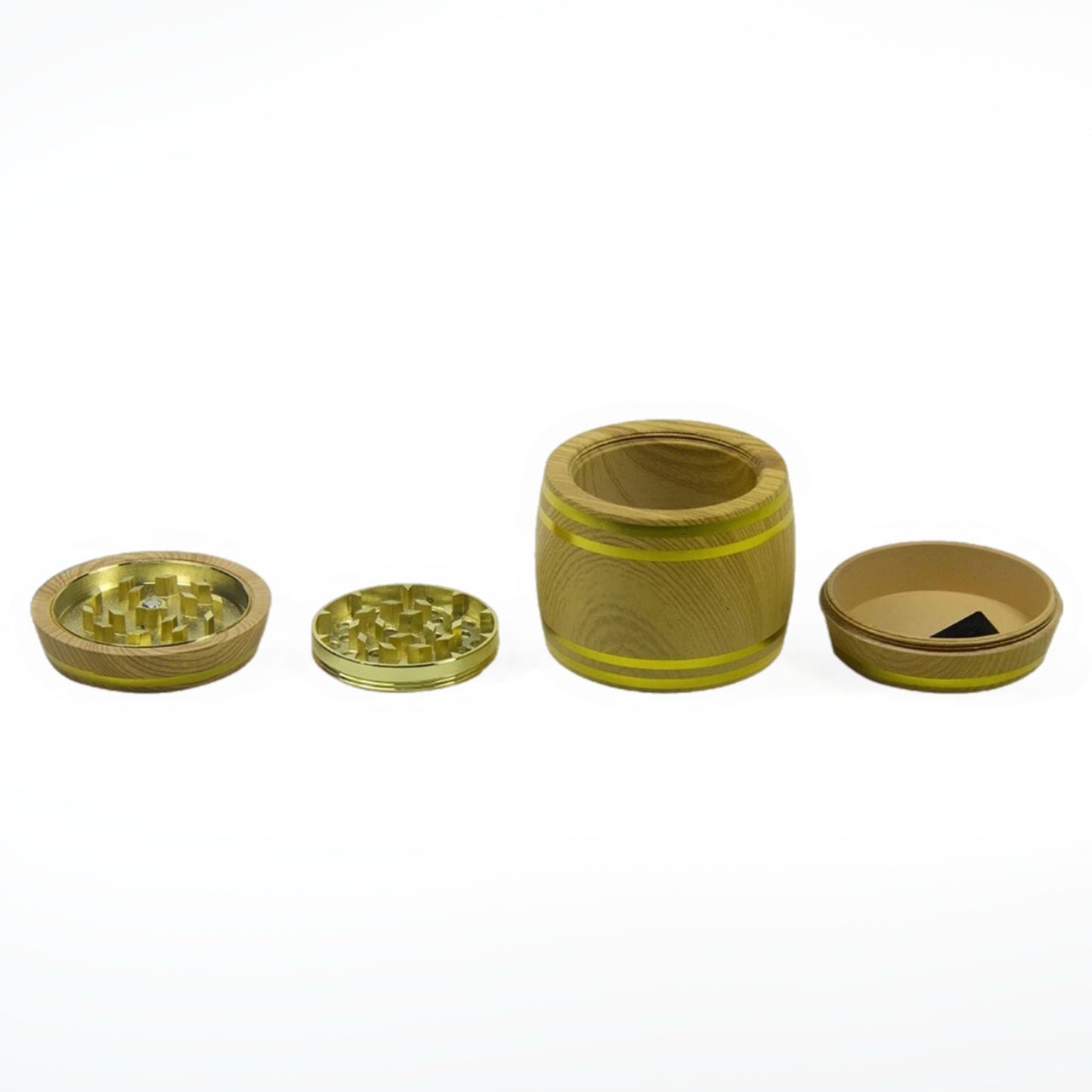 2.5" 4 PC Tobacco Herb Spice Grinder Wine Barrel Design Wooden Look Crusher