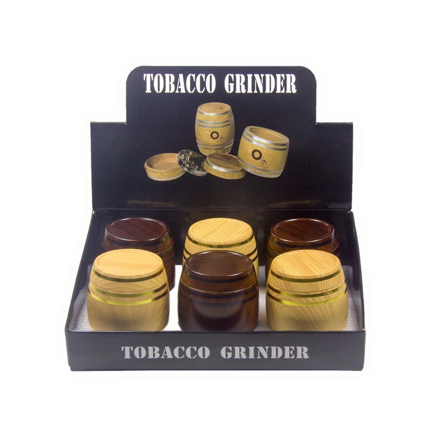 2.5" 4 PC Tobacco Herb Spice Grinder Wine Barrel Design Wooden Look Crusher