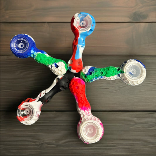 Honeycomb Silicone Pipe with Bee Design – 3.5” Hand Pipe with Glass Bowl | Durable, Heat-Resistant