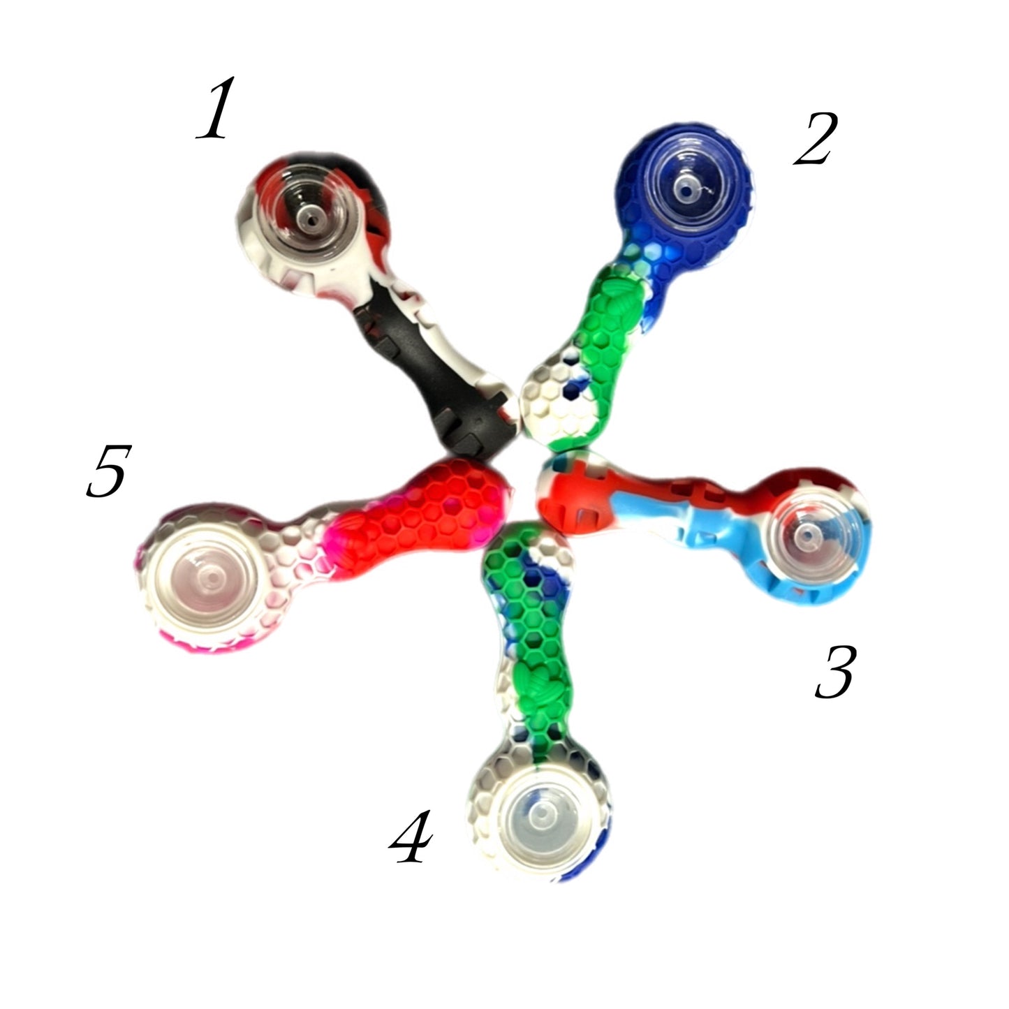 Honeycomb Silicone Pipe with Bee Design – 3.5” Hand Pipe with Glass Bowl | Durable, Heat-Resistant