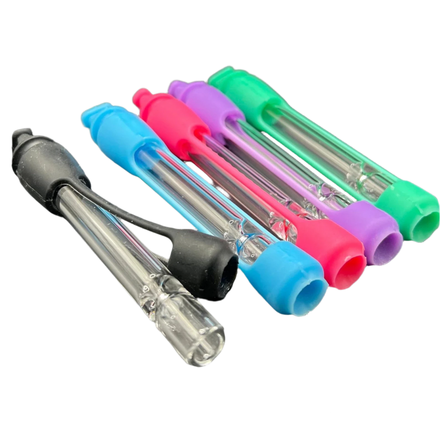 Glass Chillum - One Hitter With Removable Silicone Protection - Unbreakable Tobacco Smoking Glass Pipe