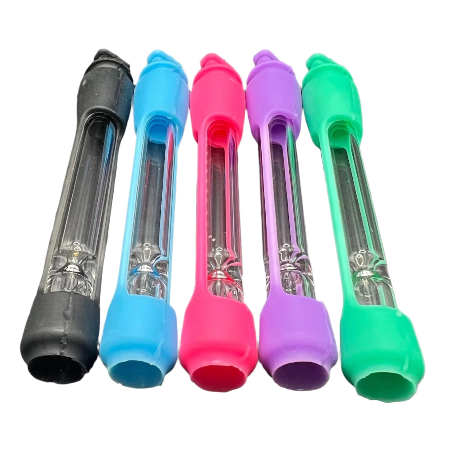 Glass Chillum - One Hitter With Removable Silicone Protection - Unbreakable Tobacco Smoking Glass Pipe