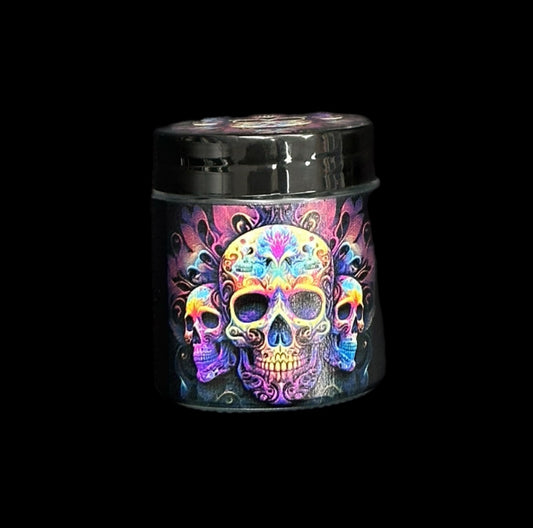 Skull Stash Jar – UV Glass Storage with Bold Psychedelic Design