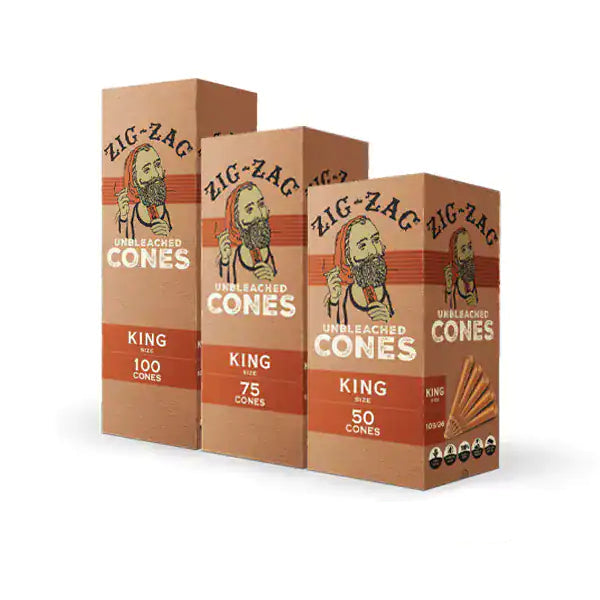 Zig-Zag Unbleached King Size Cones | 50, 75 & 100 Count Pre-Rolled Cones