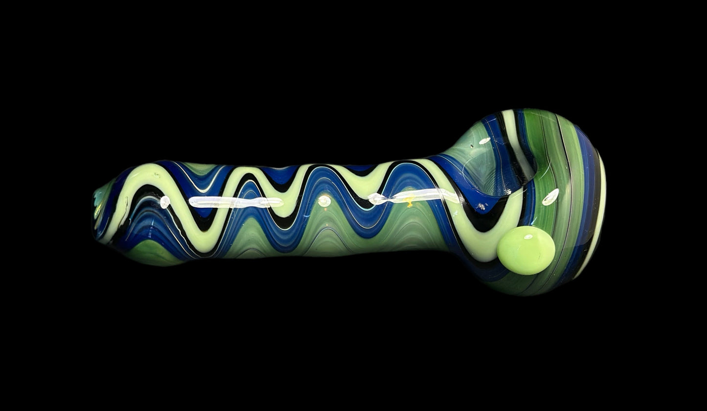 Hand-Blown Glass Smoking Pipe – Swirl Design | Premium 4-Inch Spoon Pipe