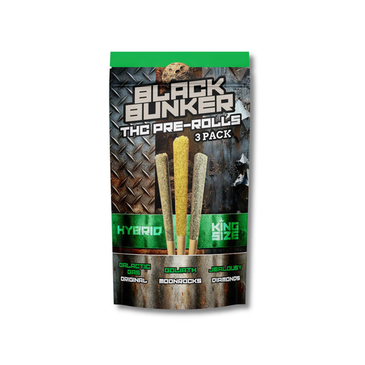 Black Bunker THC Hybrid Pre-Rolls -1 G-king -3 Pack