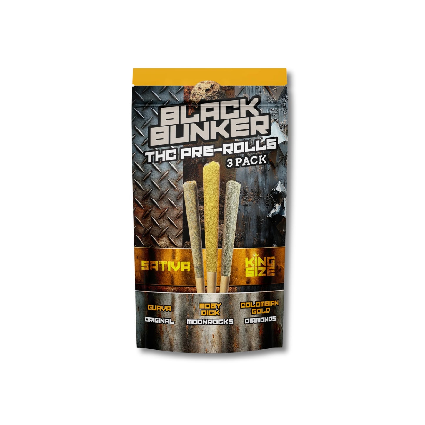 Black Bunker THC Sativa Pre-Rolls -1 G-king -3 Pack