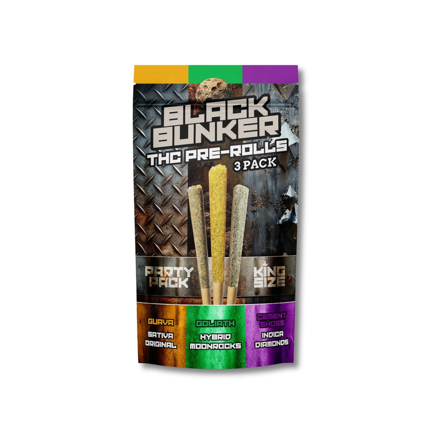 Black Bunker THC Party Mix Pre-Rolls -1 G-king -3 Pack