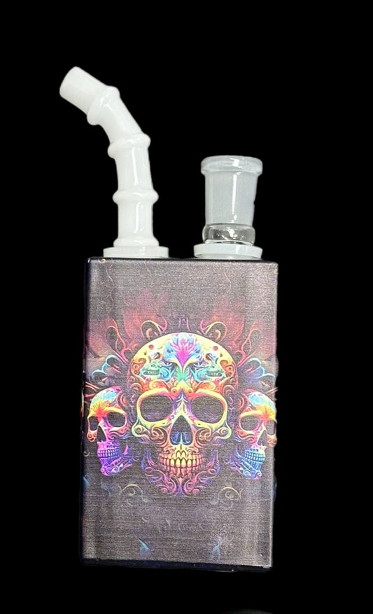Glass Juice Box Bong – Skull Edition | Bold, Compact & One-of-a-Kind