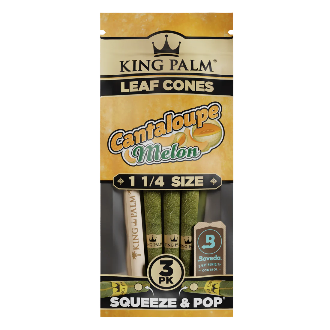 King Palm Flavored 3pk Leaf Cones - Canteloupe Melon - 84mm