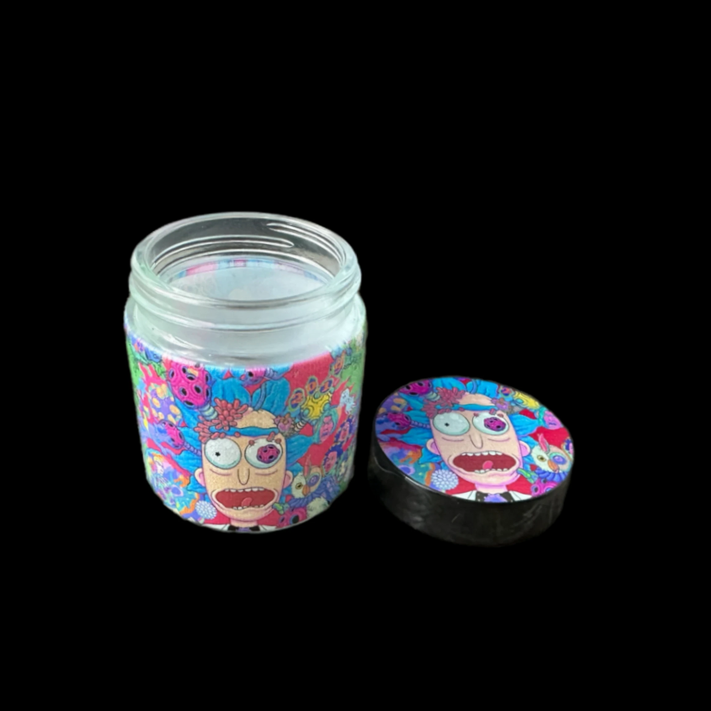 Rick and Morty Psychedelic Small Glass Stash Jar – Airtight Herb Storage