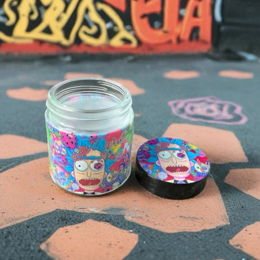 Rick and Morty Psychedelic Small Glass Stash Jar – Airtight Herb Storage