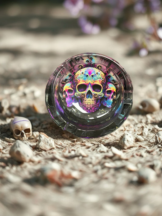 Psychedelic Skull Glass Ashtray