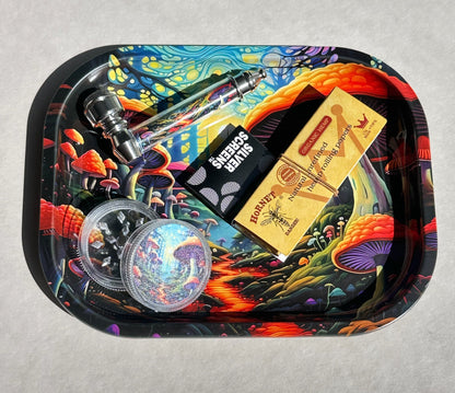 5x7” Mushroom Forest Rolling Tray Set – Complete Smoking Kit - 5 Pieces