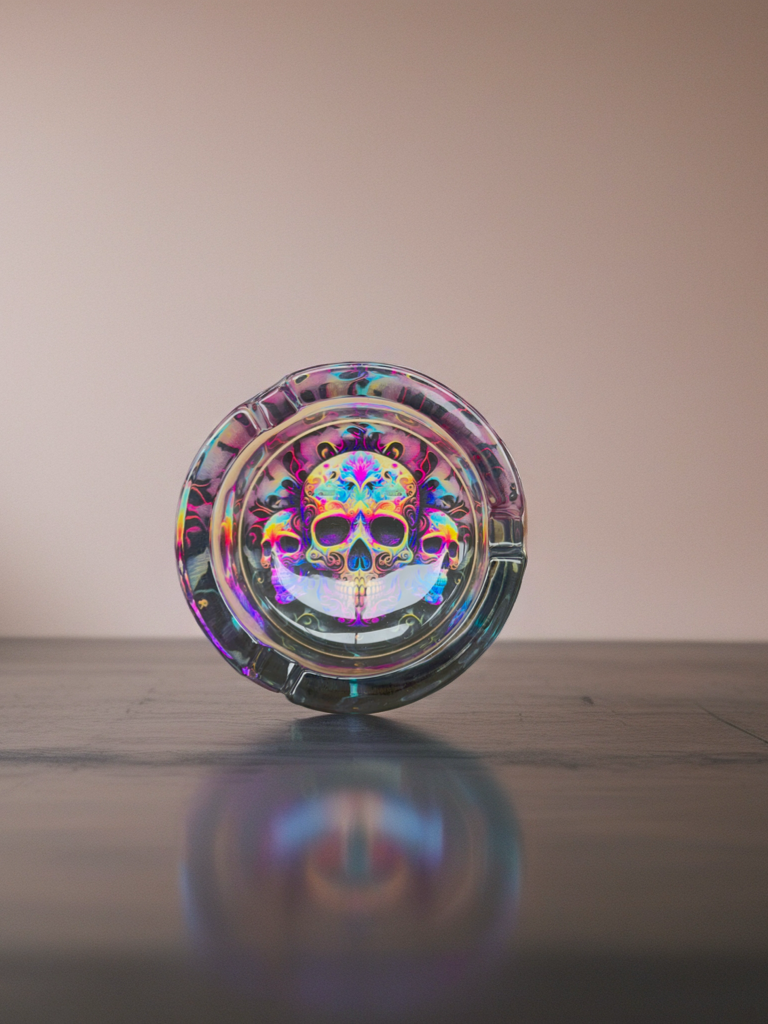 Psychedelic Skull Glass Ashtray