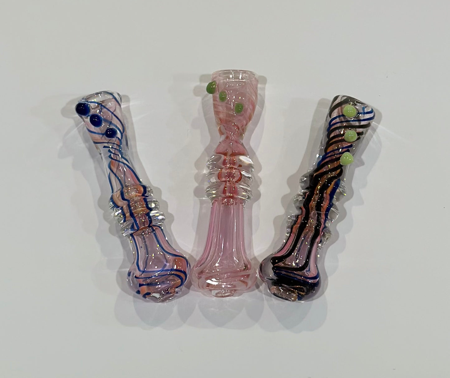 Hand-Blown Glass Chillum One Hitter – 3” Thick Heavy Glass Tobacco Pipe