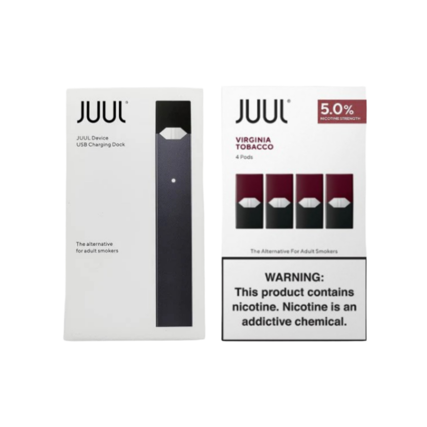 JUUL Device + 1 Pack (4 Pods) Virginia Tobacco | 5% Nicotine
