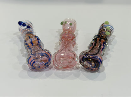 Hand-Blown Glass Chillum One Hitter – 3” Thick Heavy Glass Tobacco Pipe
