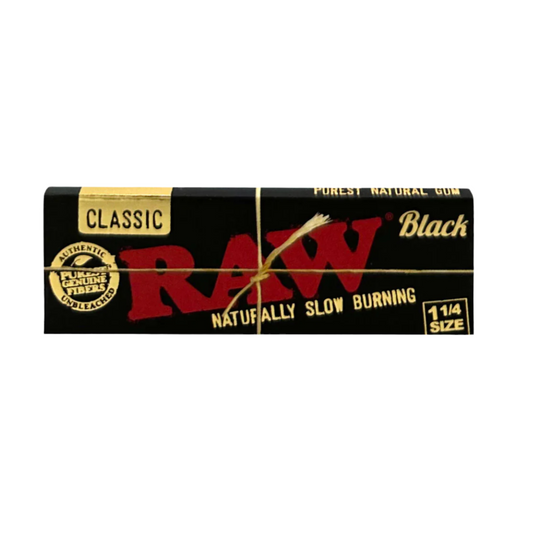 Raw Classic Black - 1.25 Size - Natural Unrefined Ultra Thin 79mm Rolling Papers