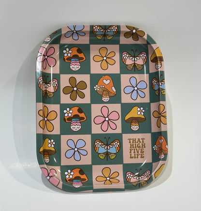 5x7 Small Rolling Tray – “That High Five Life” | Cute Floral Mushroom Design