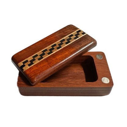 3” Handcrafted Exotic Wood Tobacco-Cigarette Storage Box – Magnetic Lock & Swivel Lid