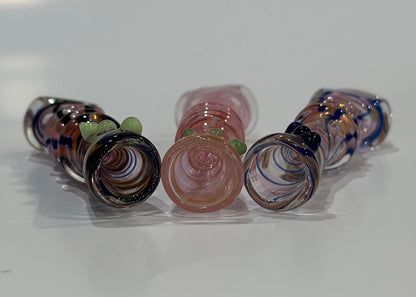 Hand-Blown Glass Chillum One Hitter – 3” Thick Heavy Glass Tobacco Pipe