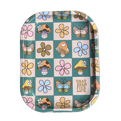 5x7 Small Rolling Tray – “That High Five Life” | Cute Floral Mushroom Design
