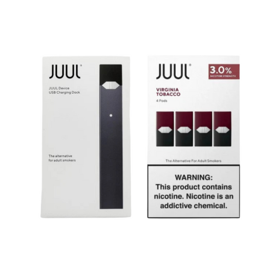 JUUL Device + 1 Pack (4 Pods) Virginia Tobacco | 3% Nicotine