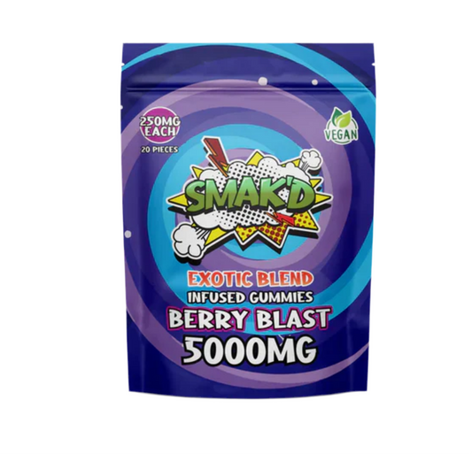 TKO Smak’d Exotic Blend Delta 8 THC Infused Gummies | 5,000 MG | 20 PC