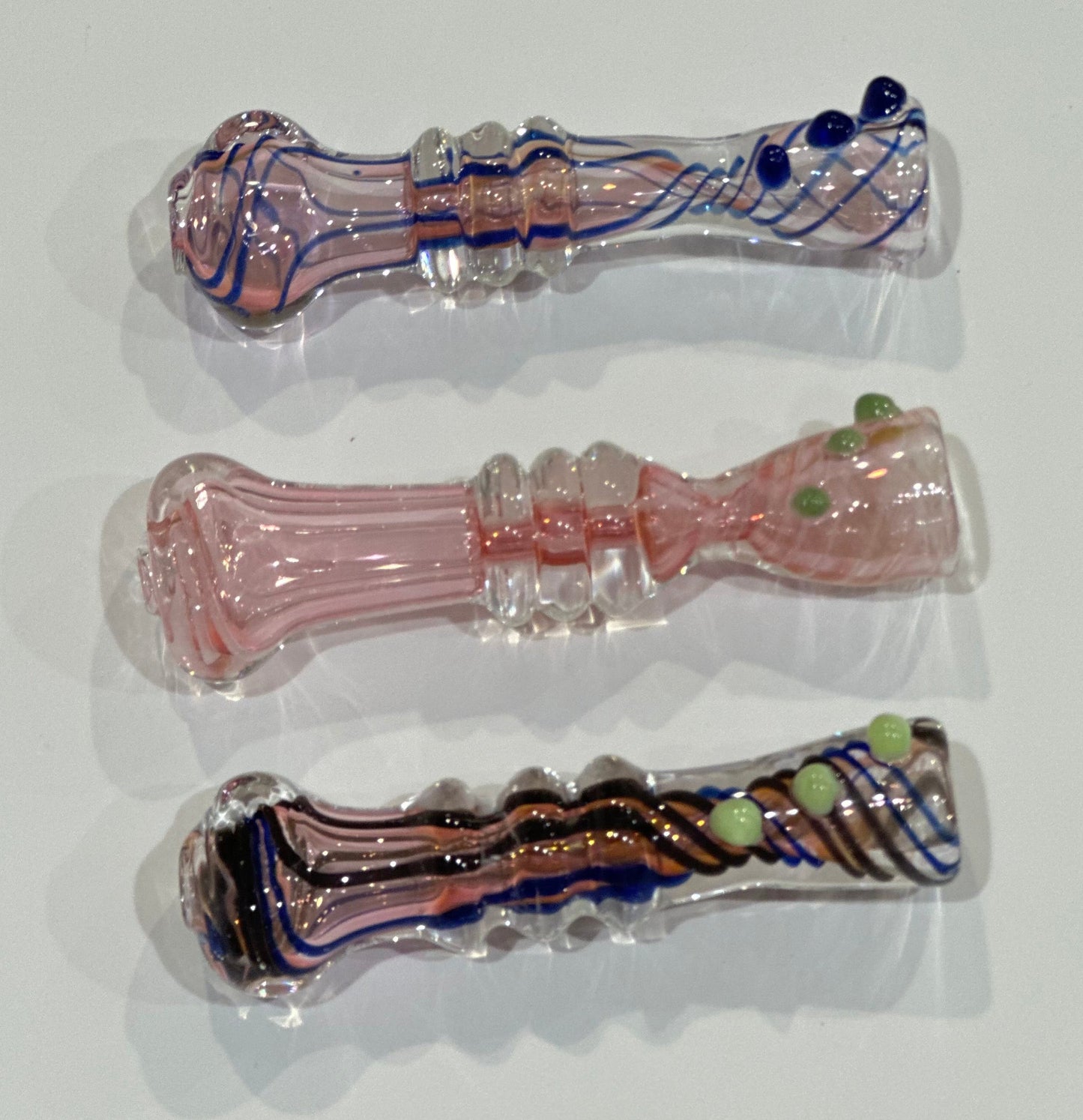 Hand-Blown Glass Chillum One Hitter – 3” Thick Heavy Glass Tobacco Pipe