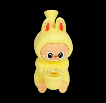 Labubu Bong Pipe – Cute Monster Character Water Pipe | Unique Mini Bong, Silicone + Glass Bowl