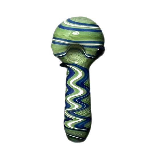 4" Swirl Pattern Glass Spoon Pipe – Thick Compact Hand Pipe