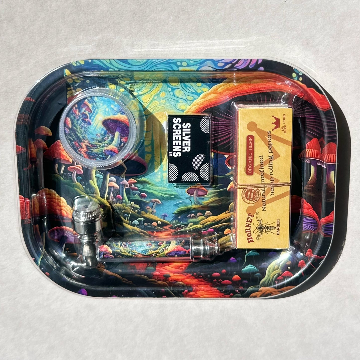 5x7” Mushroom Forest Rolling Tray Set – Complete Smoking Kit - 5 Pieces