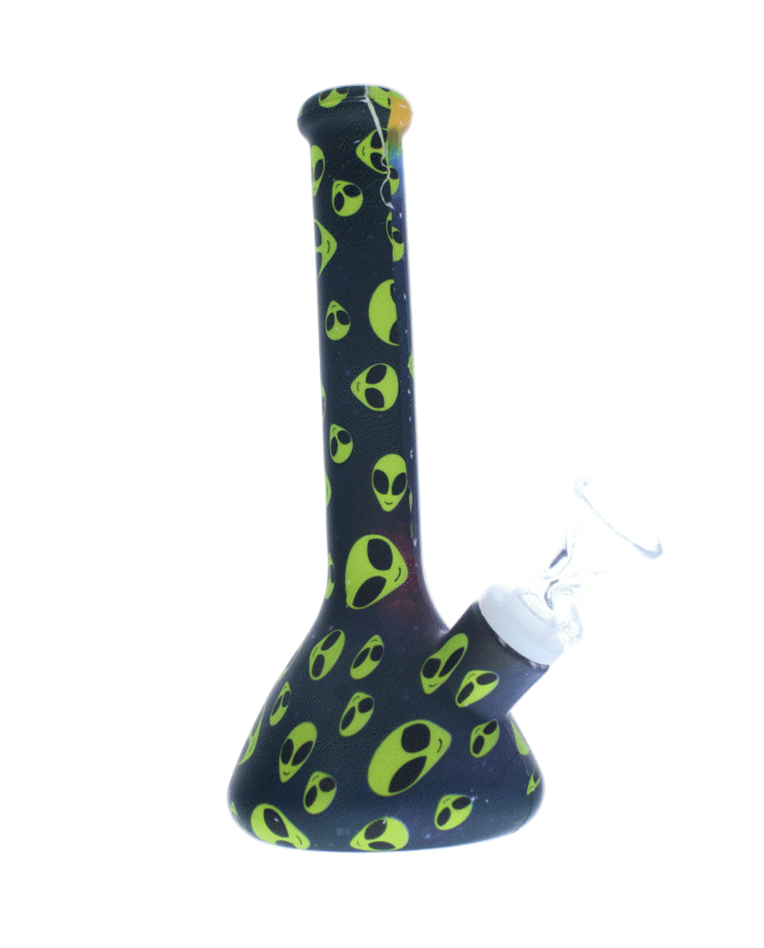 8” Silicone Alien Bong – Glow-Style Design, Durable Beaker Water Pipe w/ Glass Bowl