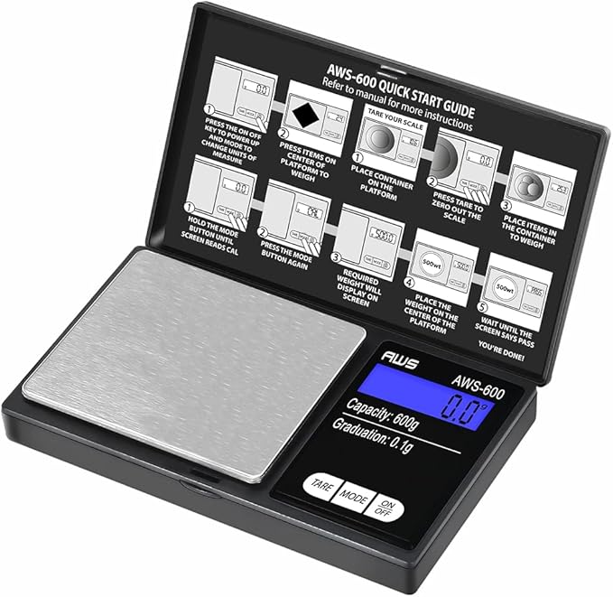 AWS-600 Digital Pocket Scale 600g x 0.1g (Black)