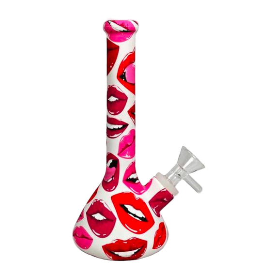 8” Silicone Lips Bong – Valentine Edition | Durable Water Pipe
